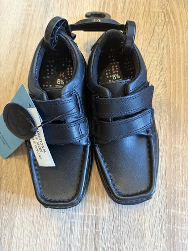 Kids black leather school - m&s,