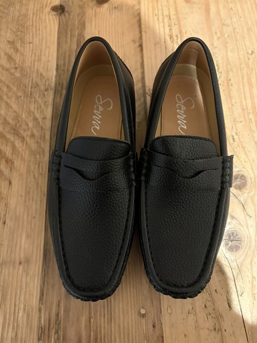 Boys black faux leather - black,