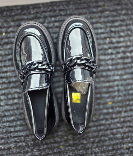 Girls black patent slip - black,