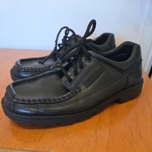 Boys black leather smart - black,
